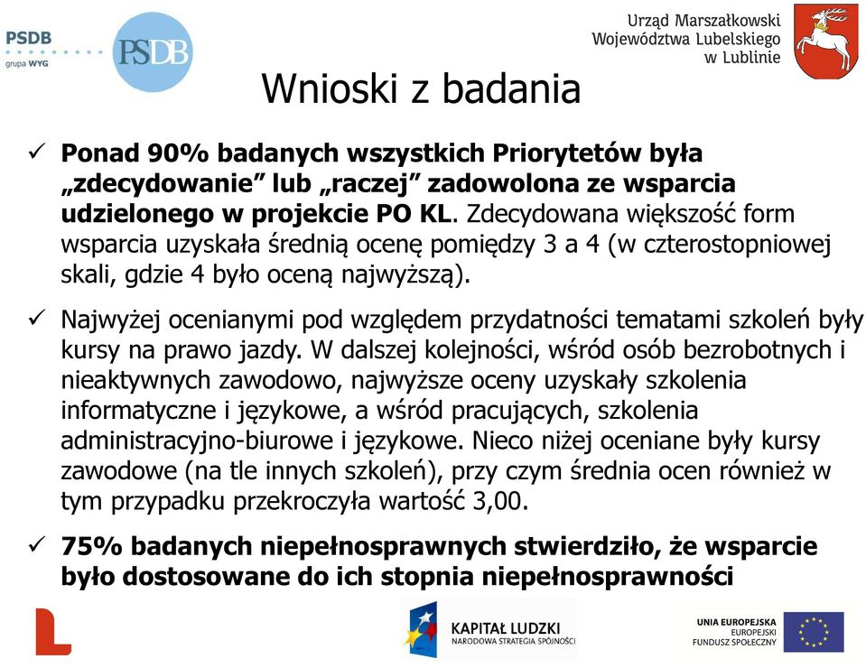 Najwyżej ocenianymi pod względem przydatności tematami szkoleń były kursy na prawo jazdy.