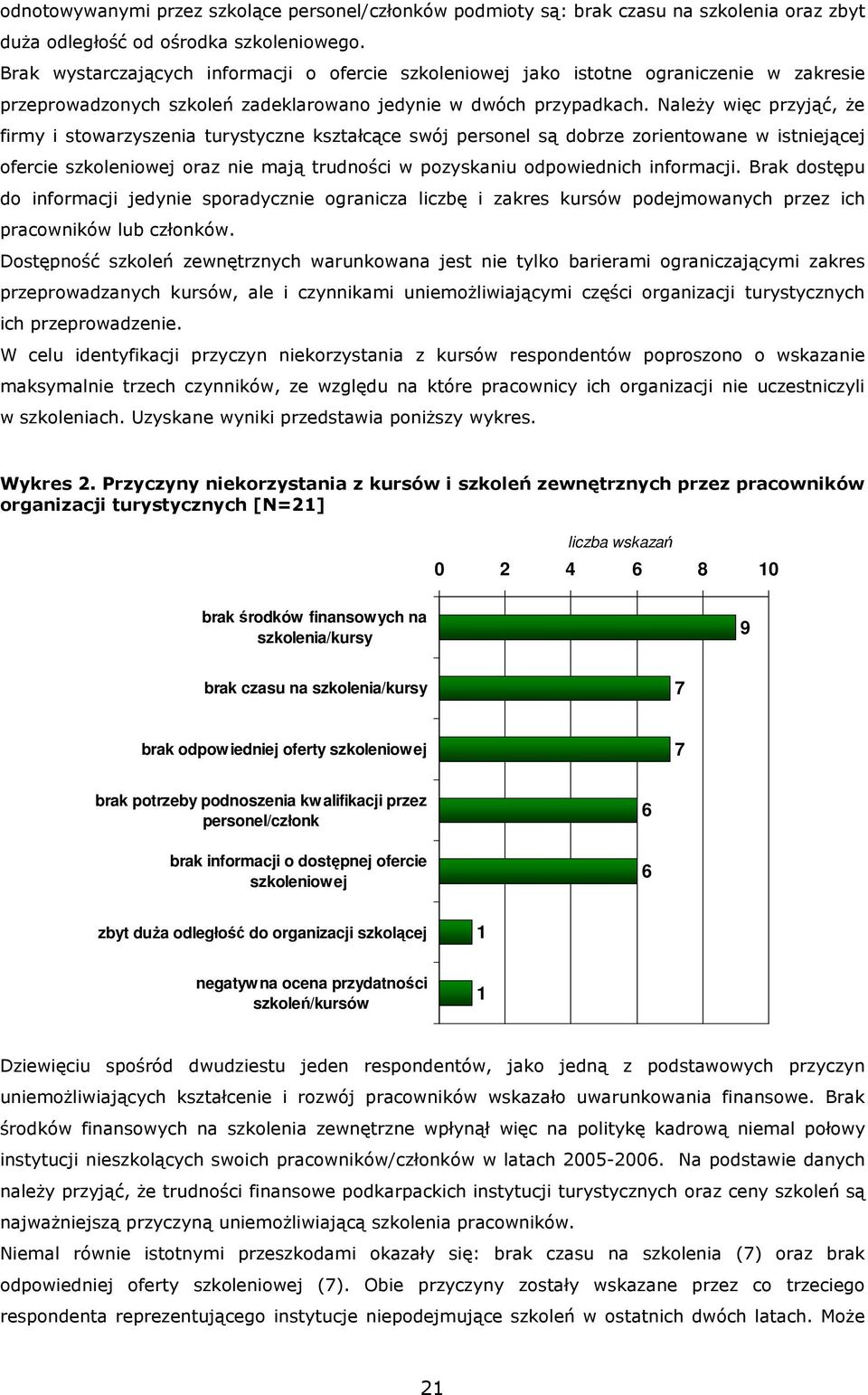 NaleŜy więc przyjąć, Ŝe firmy i stowarzyszenia turystyczne kształcące swój personel są dobrze zorientowane w istniejącej ofercie szkoleniowej oraz nie mają trudności w pozyskaniu odpowiednich