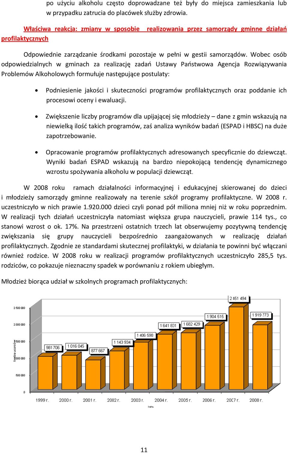 Wobec osób odpowiedzialnych w gminach za realizację zadań Ustawy Państwowa Agencja Rozwiązywania Problemów Alkoholowych formułuje następujące postulaty: Podniesienie jakości i skuteczności programów