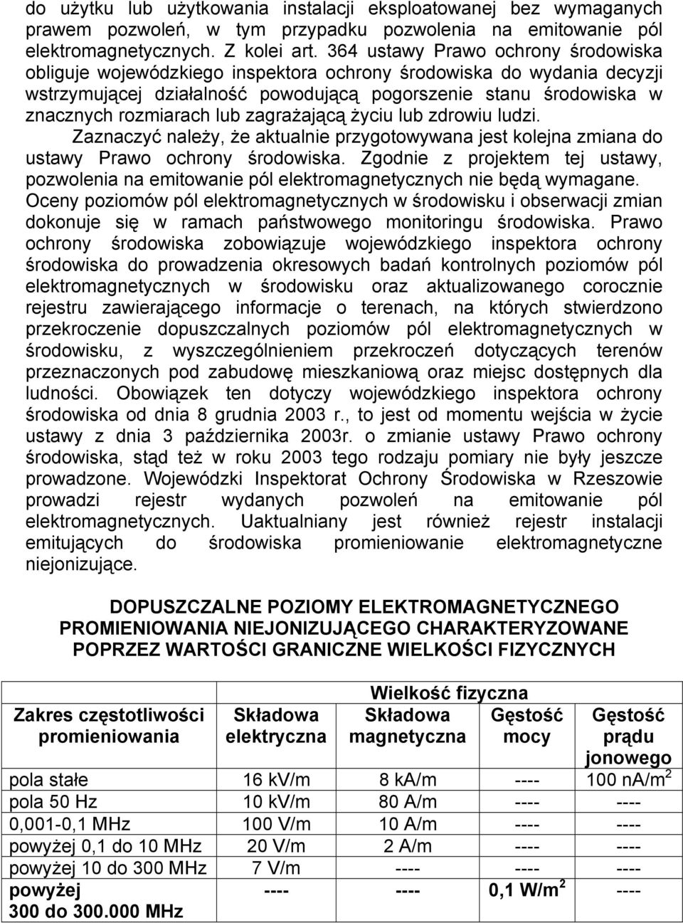 lub zagrażającą życiu lub zdrowiu ludzi. Zaznaczyć należy, że aktualnie przygotowywana jest kolejna zmiana do ustawy Prawo ochrony środowiska.