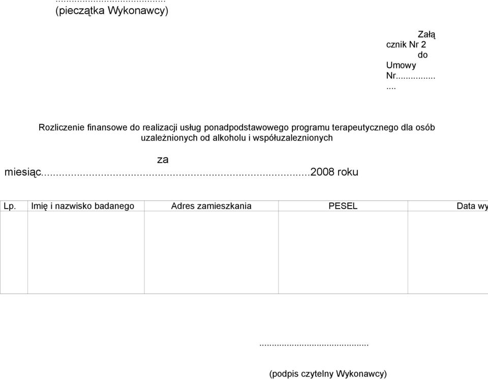 terapeutycznego dla osób uzależnionych od alkoholu i współuzaleznionych za