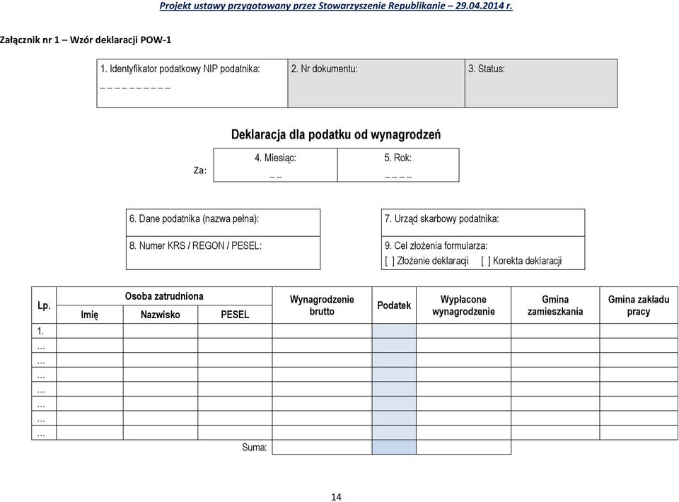 Urząd skarbowy podatnika: 8. Numer KRS / REGON / PESEL: 9.
