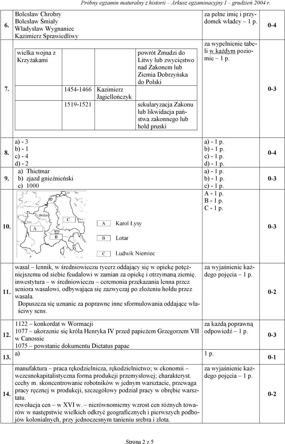 a) - 3 b) - 1 c) - 4 d) - 2 a) Thietmar b) zjazd gnieźnieński c) 1000 a) - d) - a) - A - B - C - 10. 11.