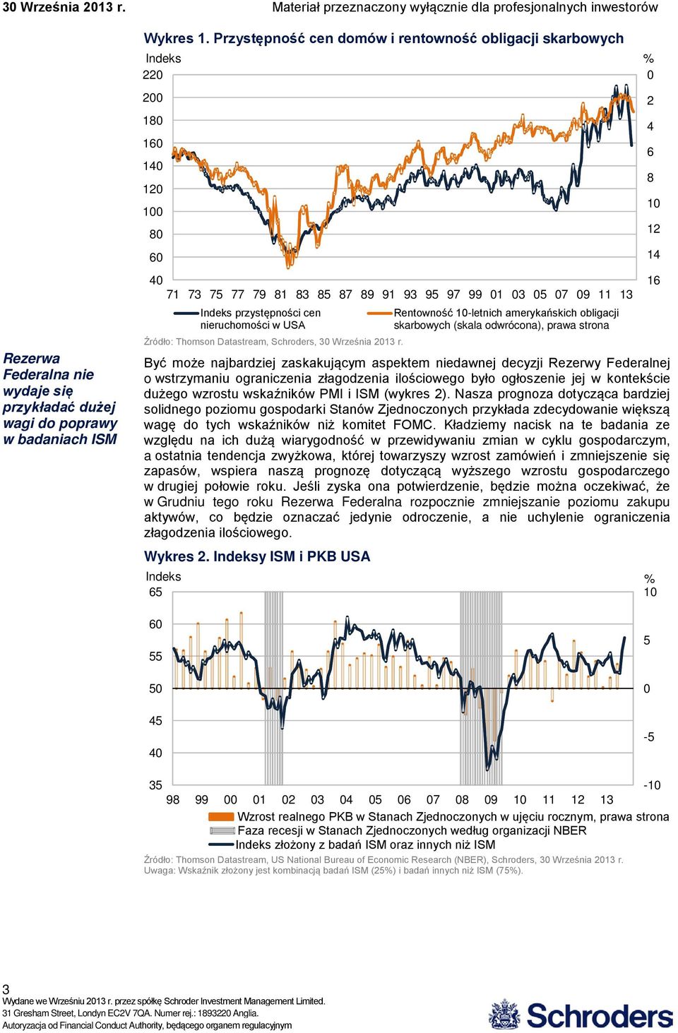 Thomson Datastream, Schroders, 3 Września 213 r.