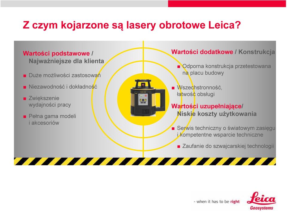 wydajności pracy Pełna gama modeli i akcesoriów Wartości dodatkowe / Konstrukcja Odporna konstrukcja przetestowana na