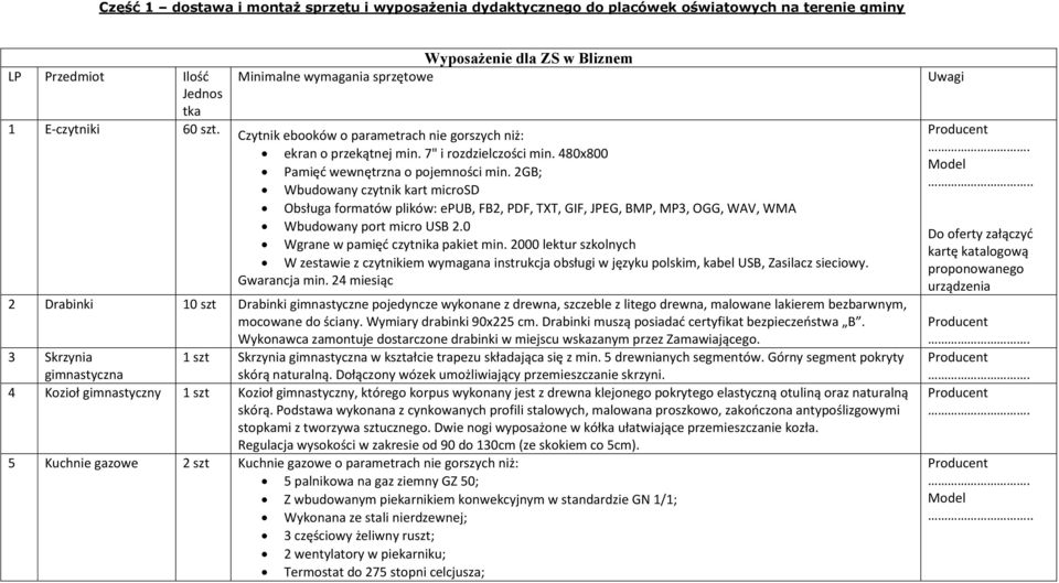 2GB; Wbudowany czytnik kart microsd Obsługa formatów plików: epub, FB2, PDF, TXT, GIF, JPEG, BMP, MP3, OGG, WAV, WMA Wbudowany port micro USB 2.0 Wgrane w pamięć czytnika pakiet min.