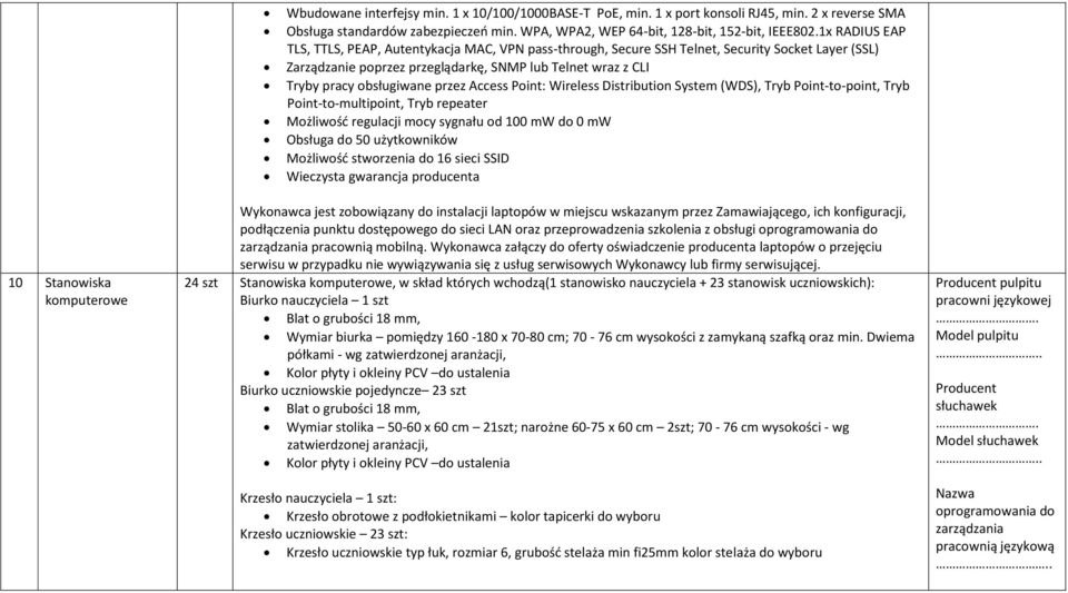 przez Access Point: Wireless Distribution System (WDS), Tryb Point-to-point, Tryb Point-to-multipoint, Tryb repeater Możliwość regulacji mocy sygnału od 100 mw do 0 mw Obsługa do 50 użytkowników