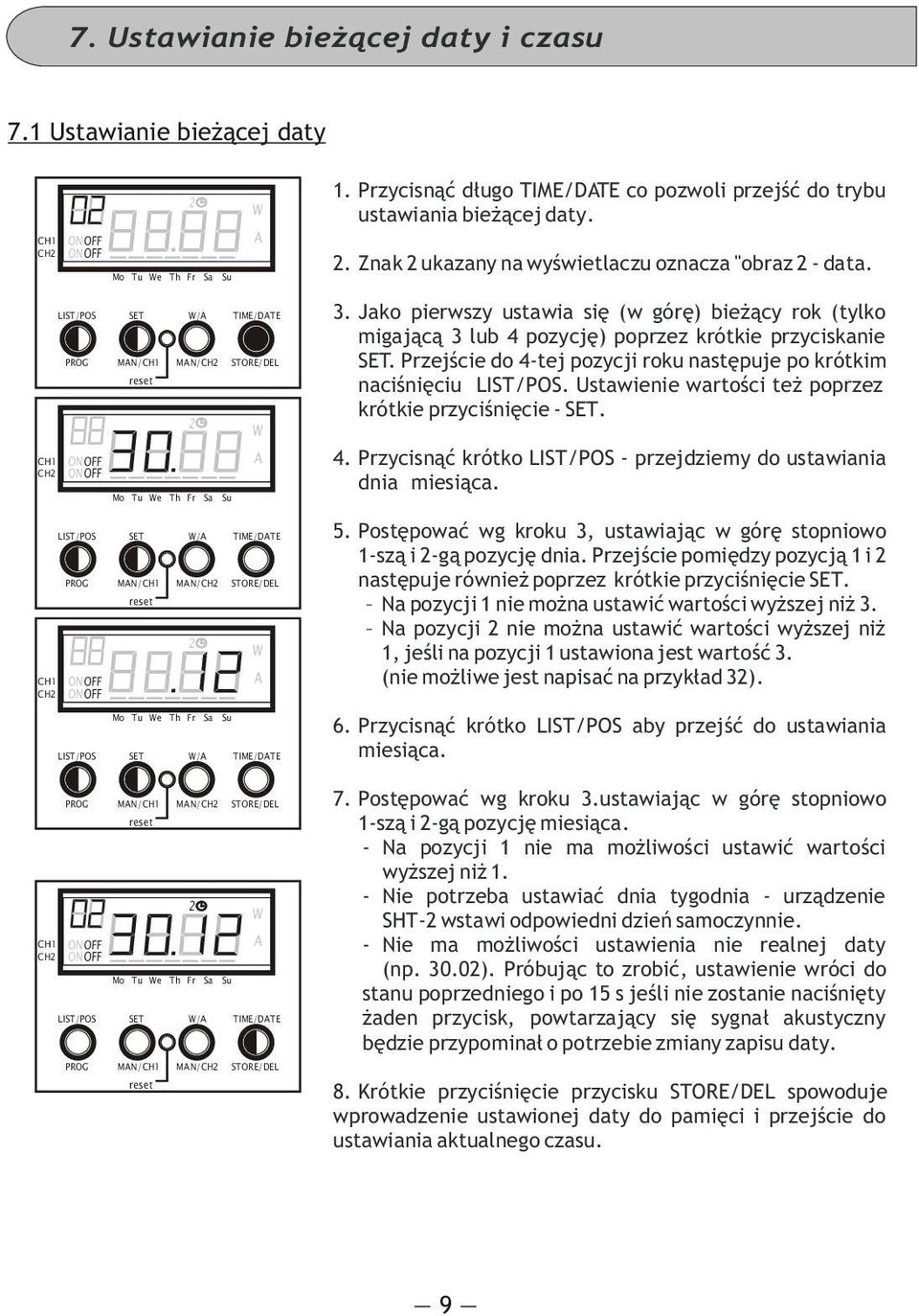 LIST/POS SET / Tu e Th Fr Sa Su LIST/POS SET / Tu e Th Fr Sa Su LIST/POS SET / Tu e Th Fr Sa Su LIST/POS SET / TIME/DTE TIME/DTE TIME/DTE TIME/DTE 3.