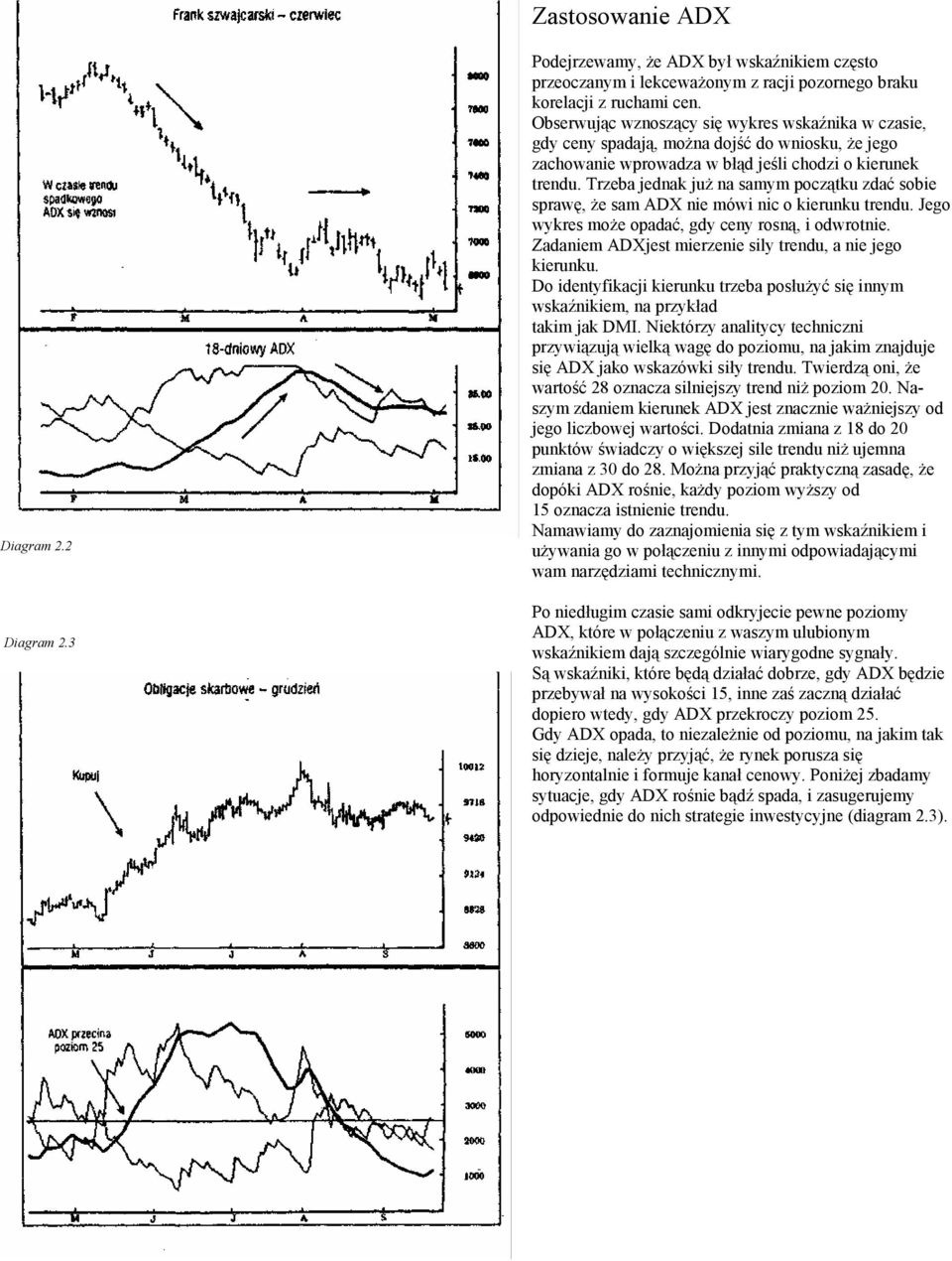 Trzeba jednak już na samym początku zdać sobie sprawę, że sam ADX nie mówi nic o kierunku trendu. Jego wykres może opadać, gdy ceny rosną, i odwrotnie.