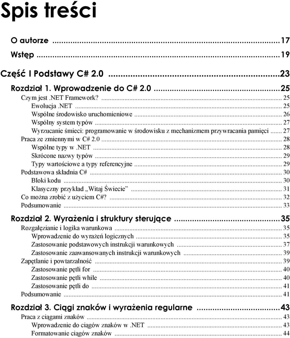 net. 28 Skrócone nazwy typów 29 Typy wartościowe a typy referencyjne 29 Podstawowa składnia C# 30 Bloki kodu. 30 Klasyczny przykład Witaj Świecie.. 31 Co można zrobić z użyciem C#? 32 Podsumowanie.