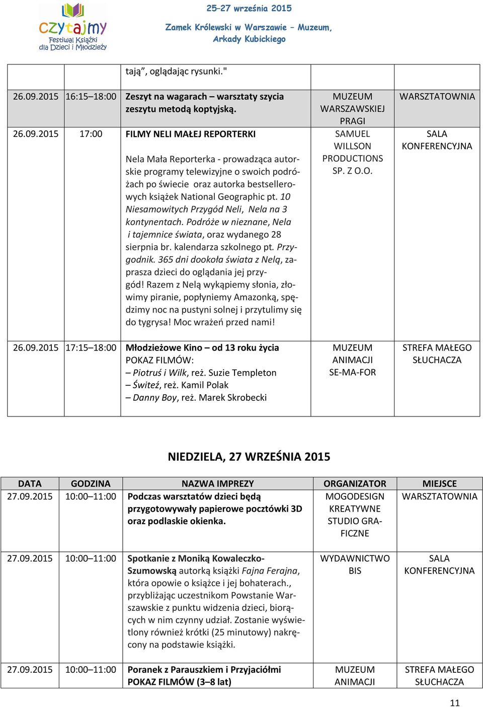 2015 17:00 FILMY NELI MAŁEJ REPORTERKI Nela Mała Reporterka - prowadząca autorskie programy telewizyjne o swoich podróżach po świecie oraz autorka bestsellerowych książek National Geographic pt.