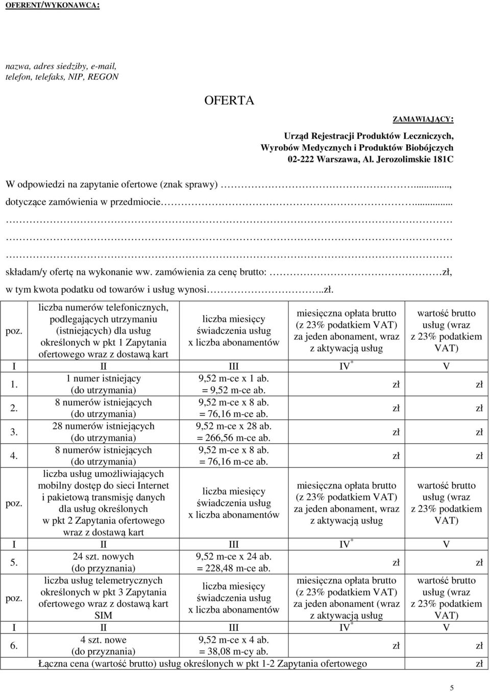 zamówienia za cenę brutto:, w tym kwota podatku od towarów i usług wynosi... poz.