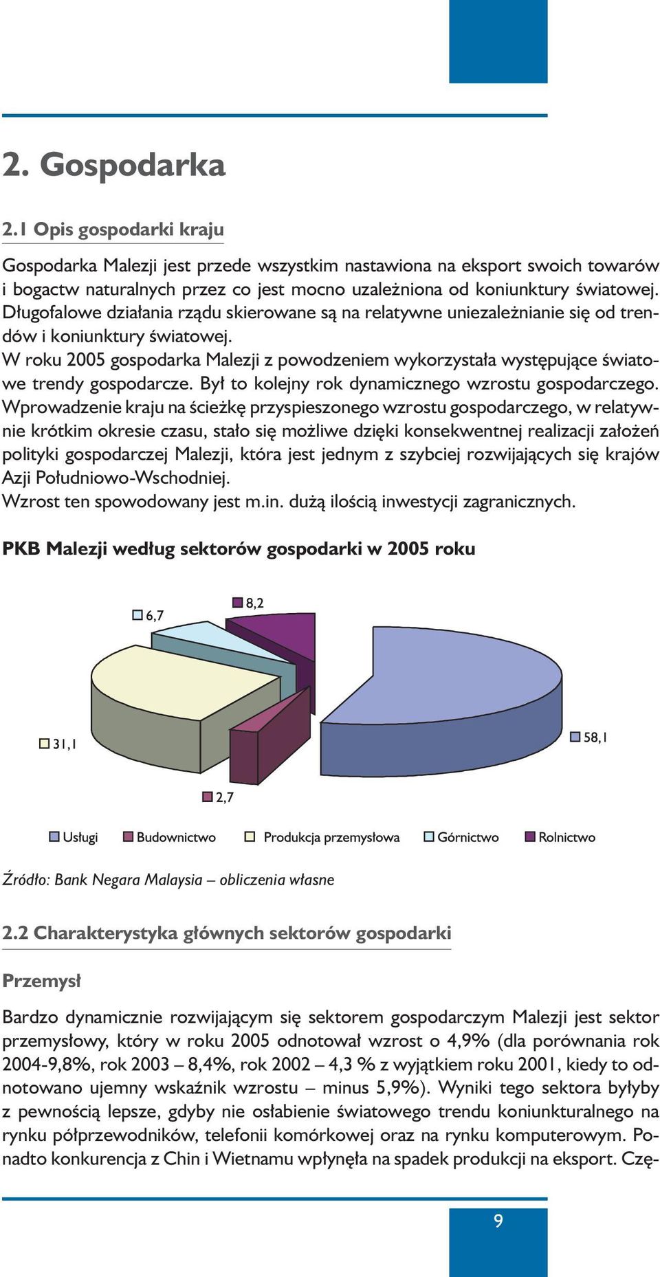 W roku 2005 gospodarka Malezji z powodzeniem wykorzysta a wyst pujàce Êwiatowe trendy gospodarcze. By to kolejny rok dynamicznego wzrostu gospodarczego.