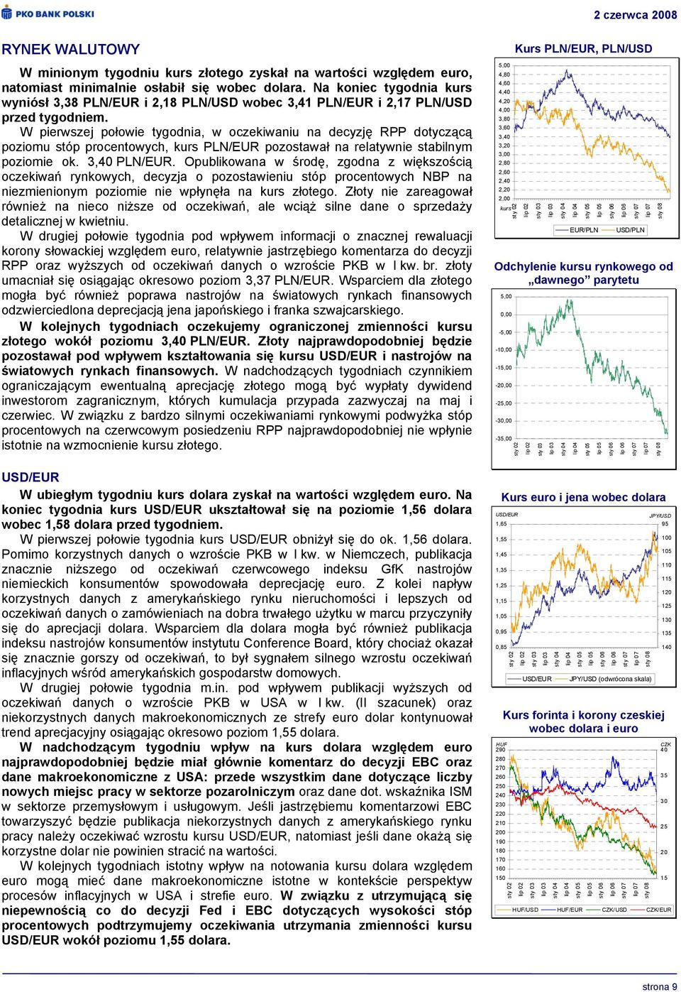 W pierwszej połowie tygodnia, w oczekiwaniu na decyzję RPP dotyczącą poziomu stóp procentowych, kurs PLN/EUR pozostawał na relatywnie stabilnym poziomie ok. 3,40 PLN/EUR.