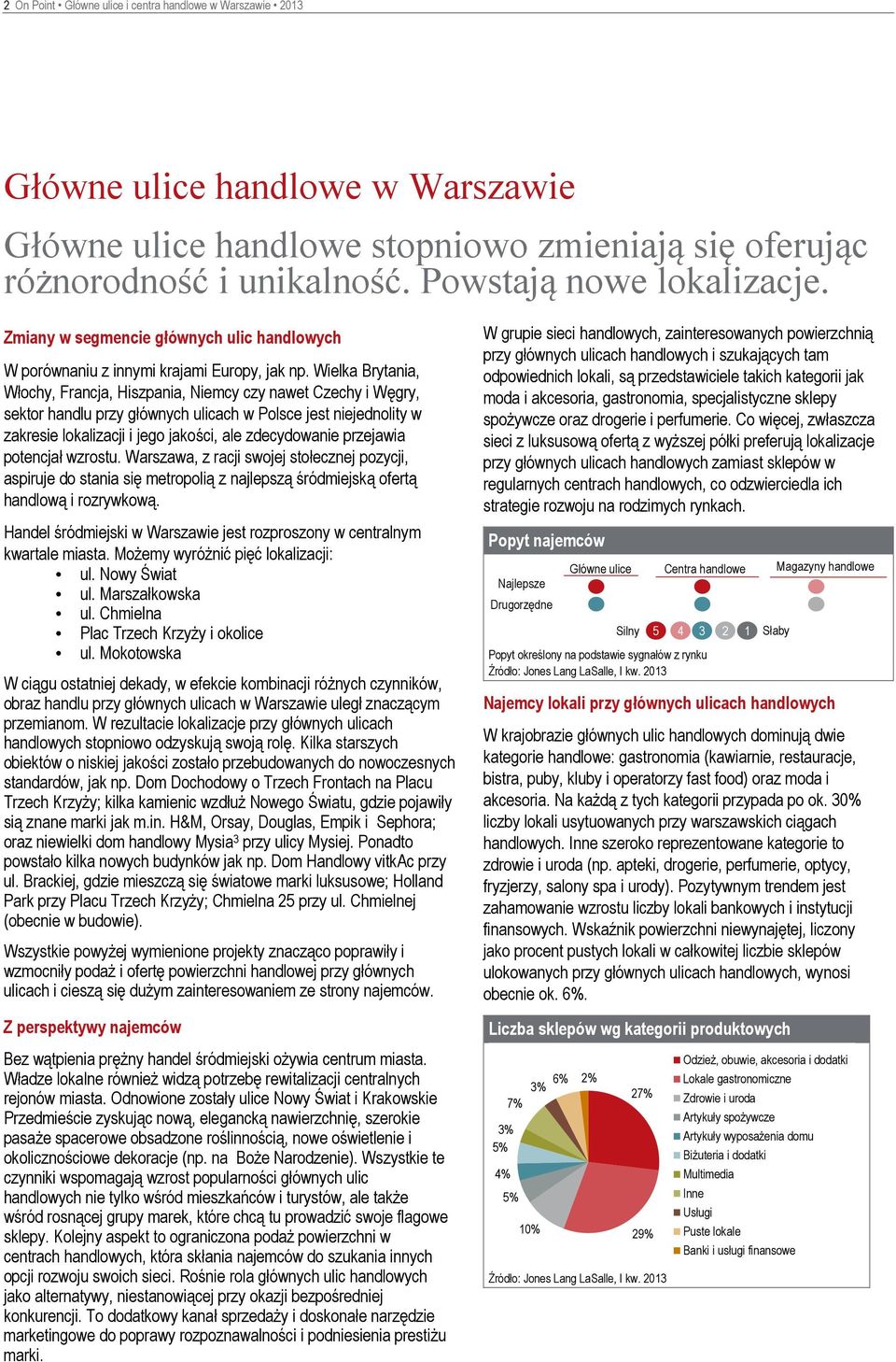 Wielka Brytania, Włochy, Francja, Hiszpania, Niemcy czy nawet Czechy i Węgry, sektor handlu przy głównych ulicach w Polsce jest niejednolity w zakresie lokalizacji i jego jakości, ale zdecydowanie