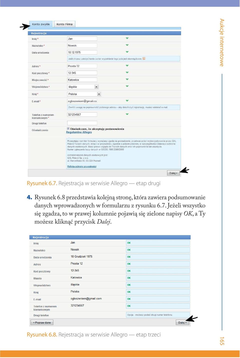 8 przedstawia kolejną stronę, która zawiera podsumowanie danych wprowadzonych w formularzu