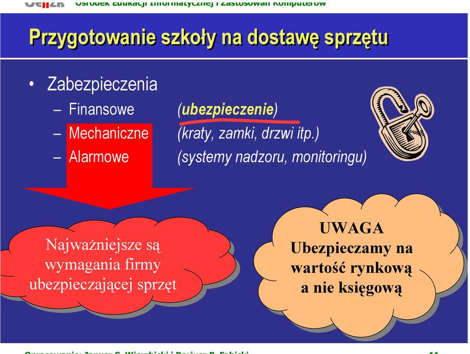 ) Alarmowe (systemy nadzoru, monitoringu) Najważniejsze są są