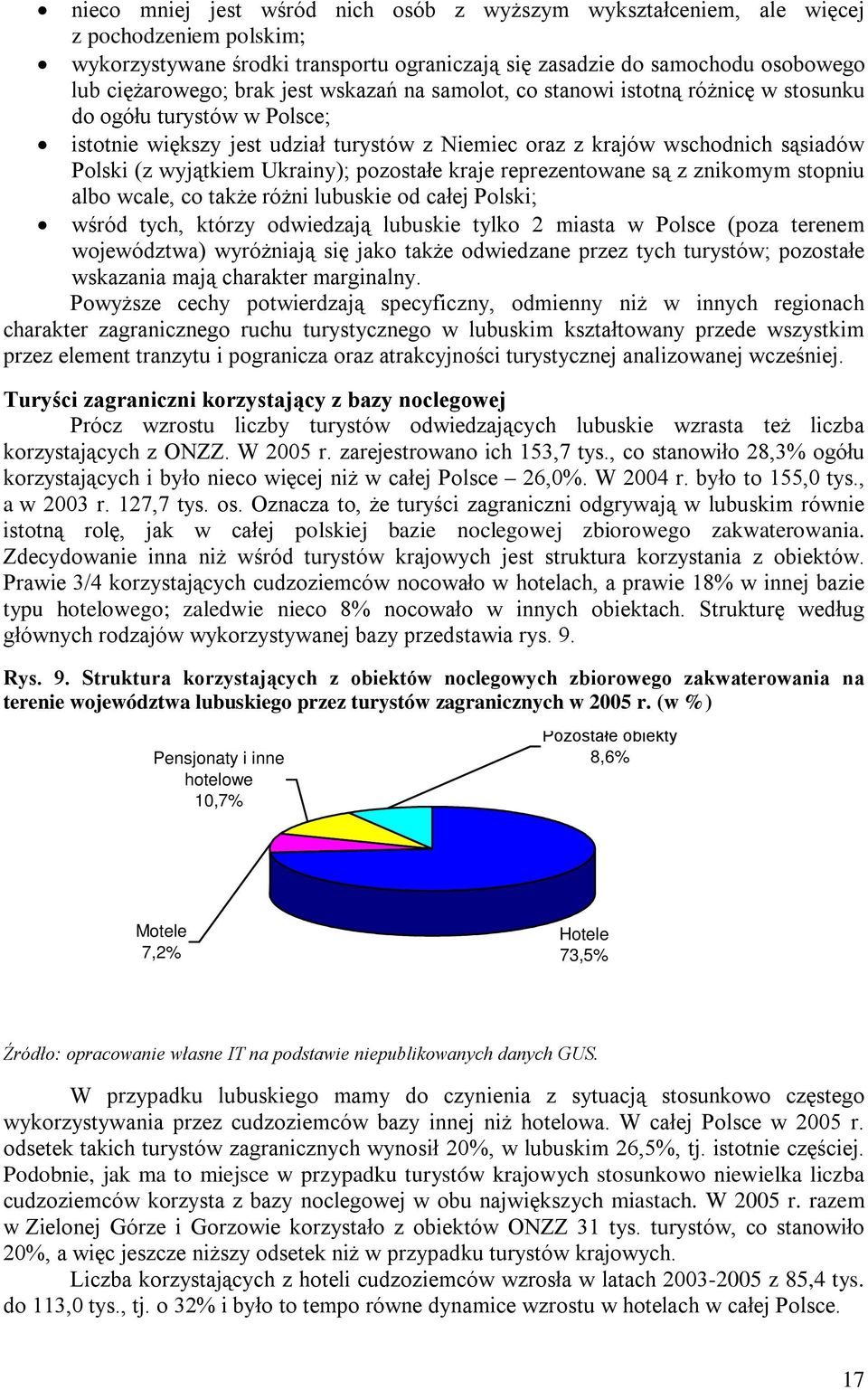 Ukrainy); pozostałe kraje reprezentowane są z znikomym stopniu albo wcale, co także różni lubuskie od całej Polski; wśród tych, którzy odwiedzają lubuskie tylko 2 miasta w Polsce (poza terenem