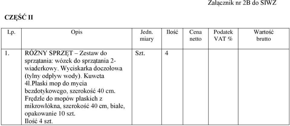 RÓŻNY SPRZĘT Zestaw do sprzątania: wózek do sprzątania 2- wiaderkowy.