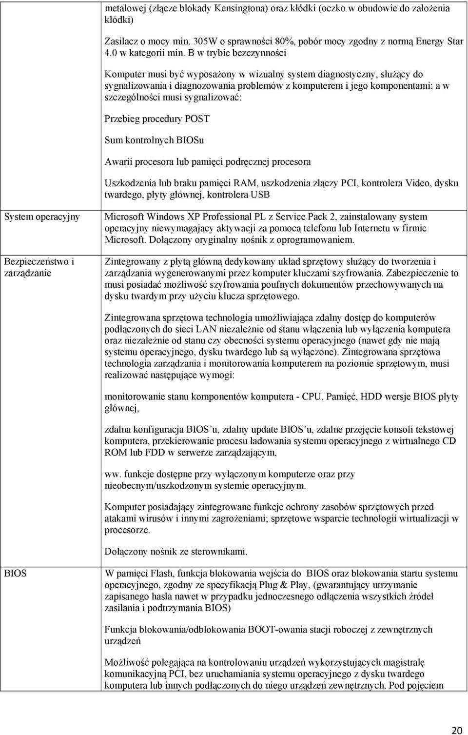 sygnalizować: Przebieg procedury POST Sum kontrolnych BIOSu Awarii procesora lub pamięci podręcznej procesora Uszkodzenia lub braku pamięci RAM, uszkodzenia złączy PCI, kontrolera Video, dysku