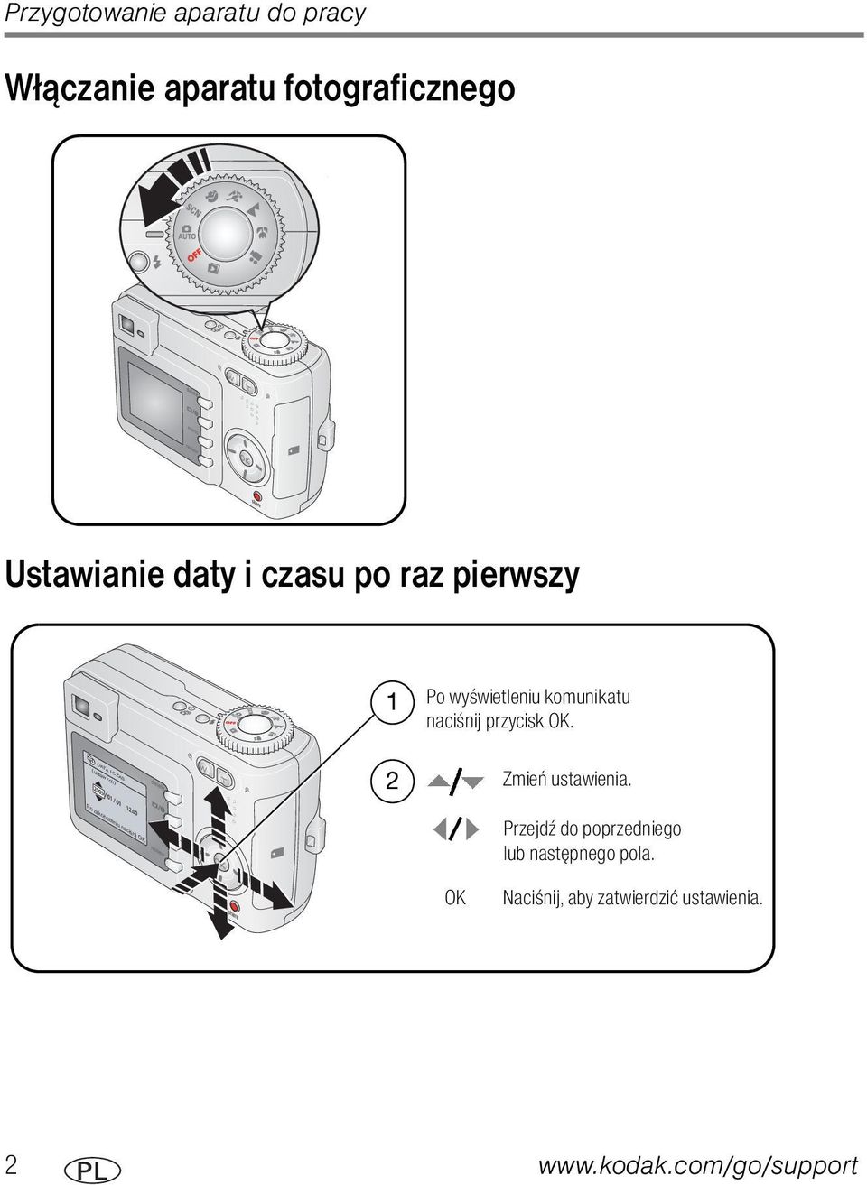 DATA I CZAS (ustaw rok) 2 Zmień ustawienia.