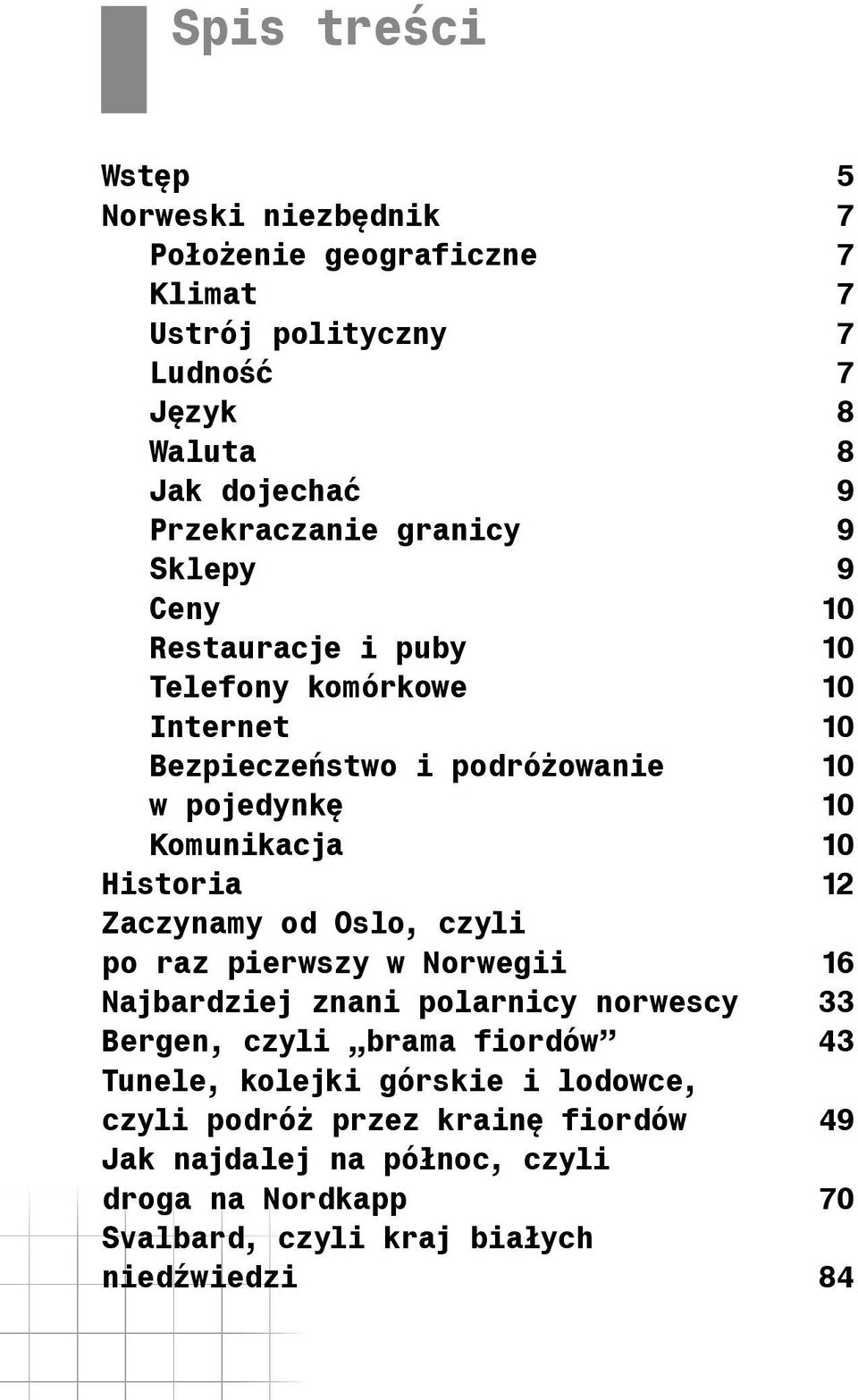 Komunikacja 10 Historia 12 Zaczynamy od Oslo, czyli po raz pierwszy w Norwegii 16 Najbardziej znani polarnicy norwescy 33 Bergen, czyli brama fiordów