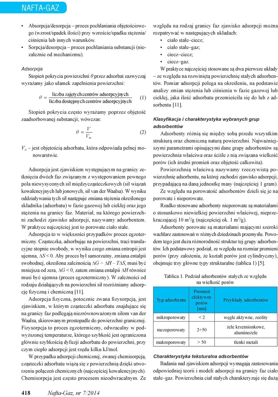 objętość zdsorbownej substncji; wówczs: V (2) V V jest objętością dsorbtu, któr odowid ełnej onowrstwie.