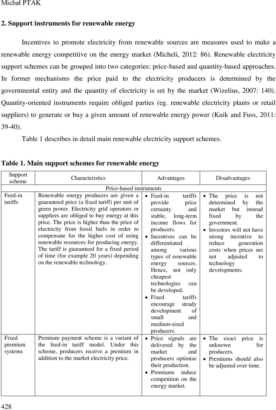 Renewable electricity support schemes can be grouped into two categories: price-based and quantity-based approaches.