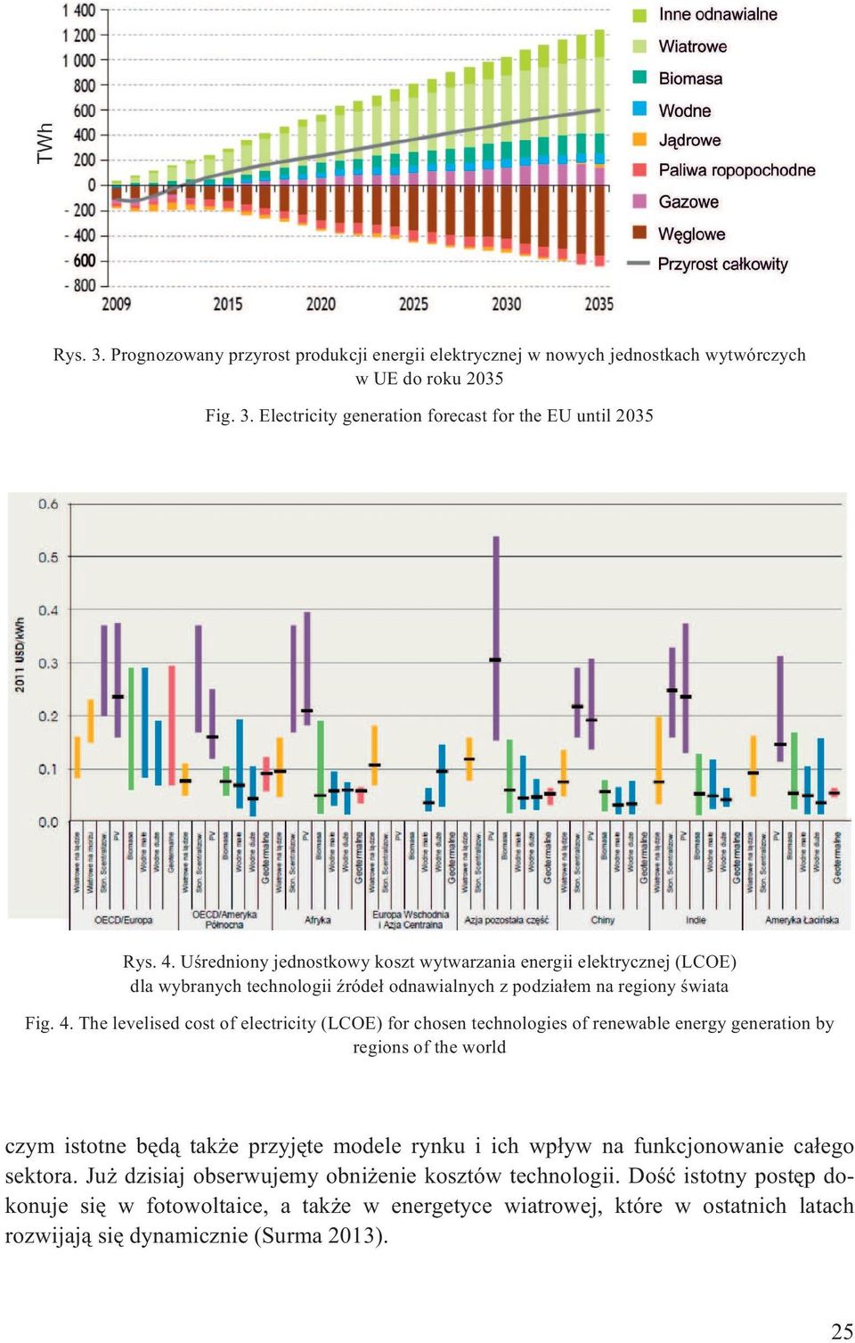 The levelised cost of electricity (LCOE) for chosen technologies of renewable energy generation by regions of the world czym istotne bêd¹ tak e przyjête modele rynku i ich wp³yw na