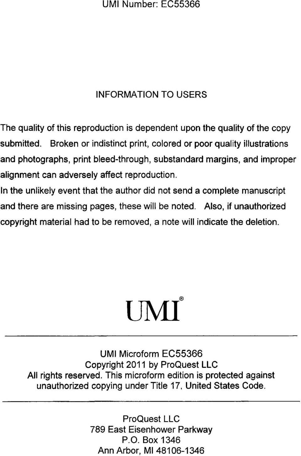 In the unlikely event that the author did not send a complète manuscript and there are missing pages, thèse will be noted.