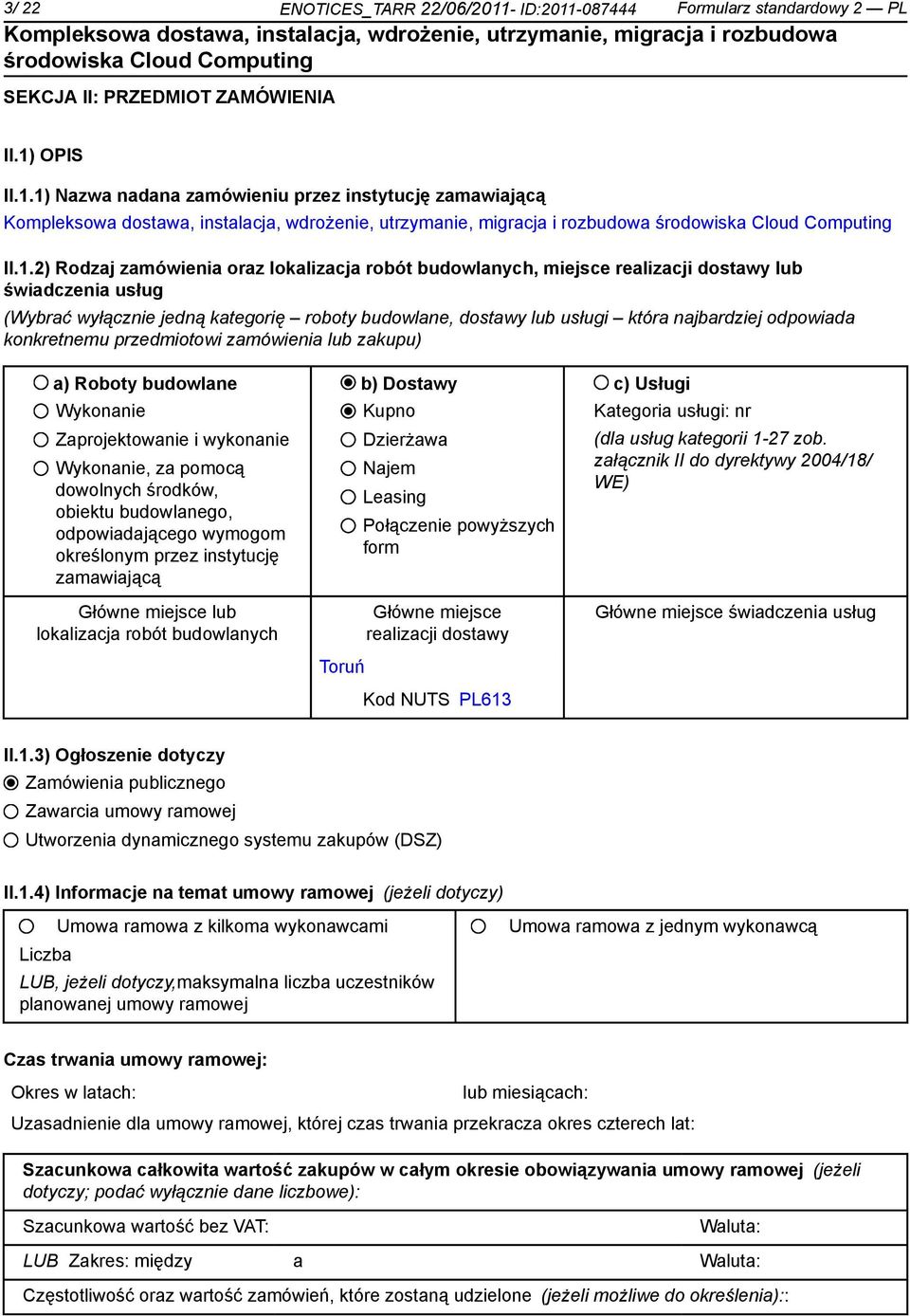 -087444 Formularz standardowy 2 PL SEKCJA II: PRZEDMIOT ZAMÓWIENIA II.1)