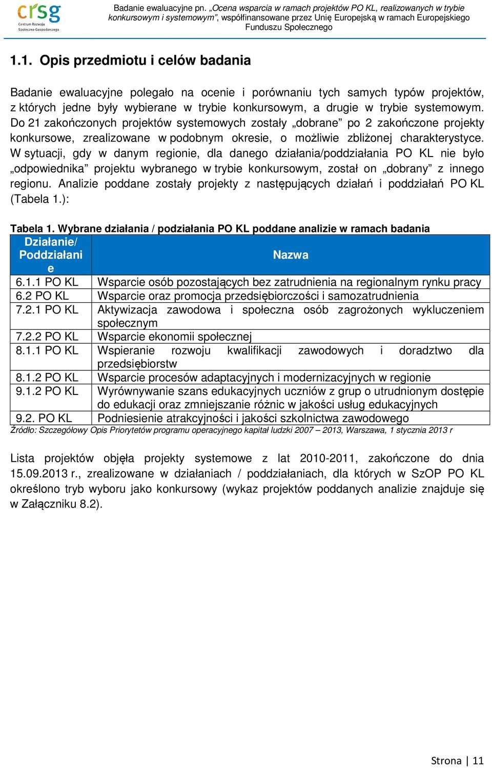 W sytuacji, gdy w danym regionie, dla danego działania/poddziałania PO KL nie było odpowiednika projektu wybranego w trybie konkursowym, został on dobrany z innego regionu.