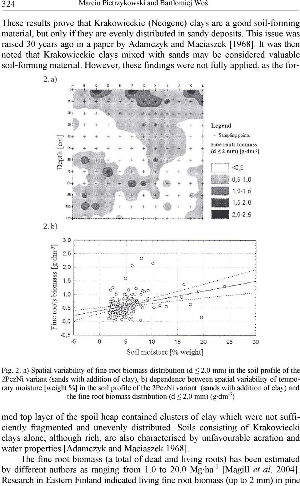 However, these findings were not fully applied, as the for- Fig. 2. a) Spatial variability of fine root biomass distribution (d 2.