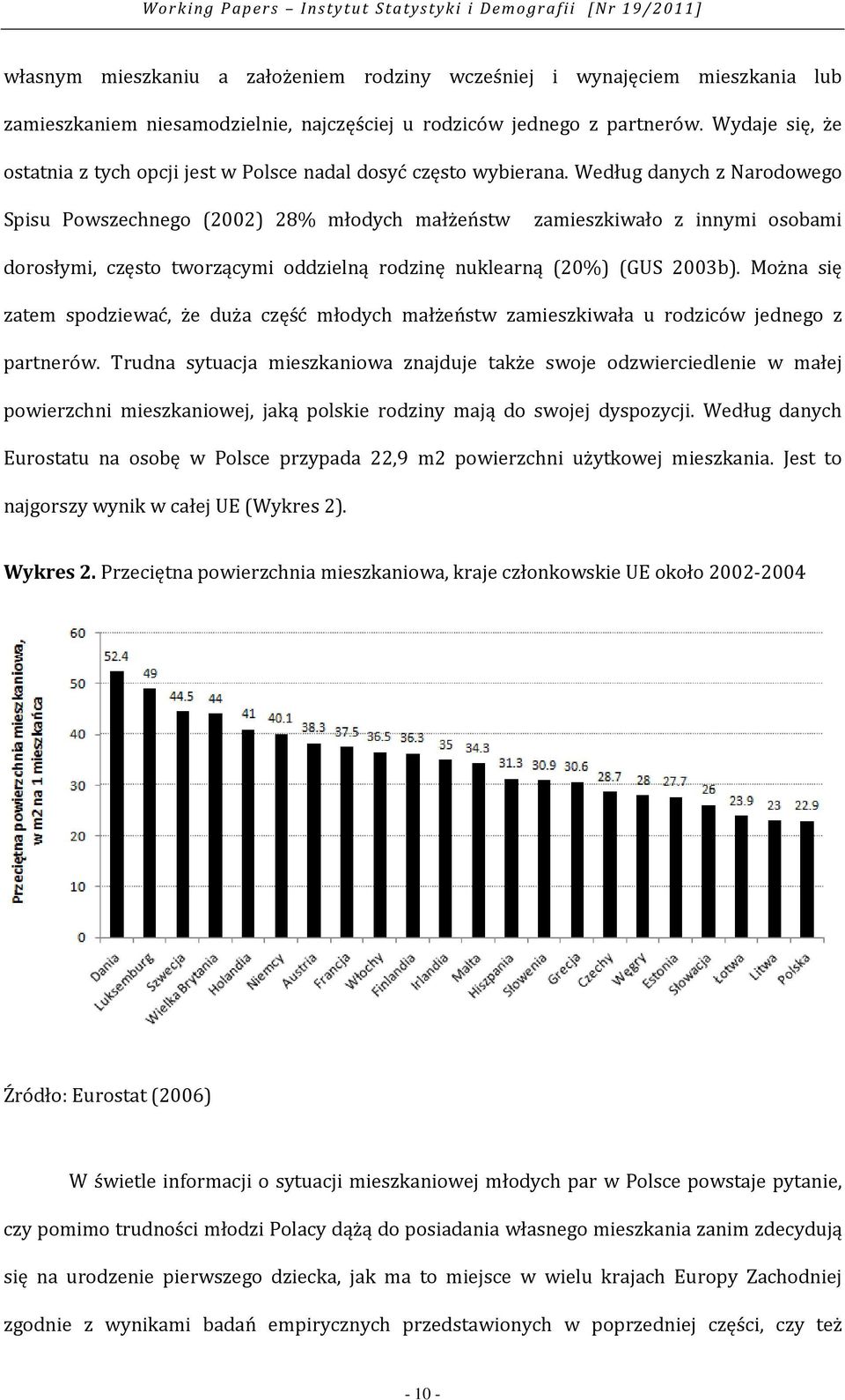 Według danych z Narodowego Spisu Powszechnego (2002) 28% młodych małżeństw zamieszkiwało z innymi osobami dorosłymi, często tworzącymi oddzielną rodzinę nuklearną (20%) (GUS 2003b).