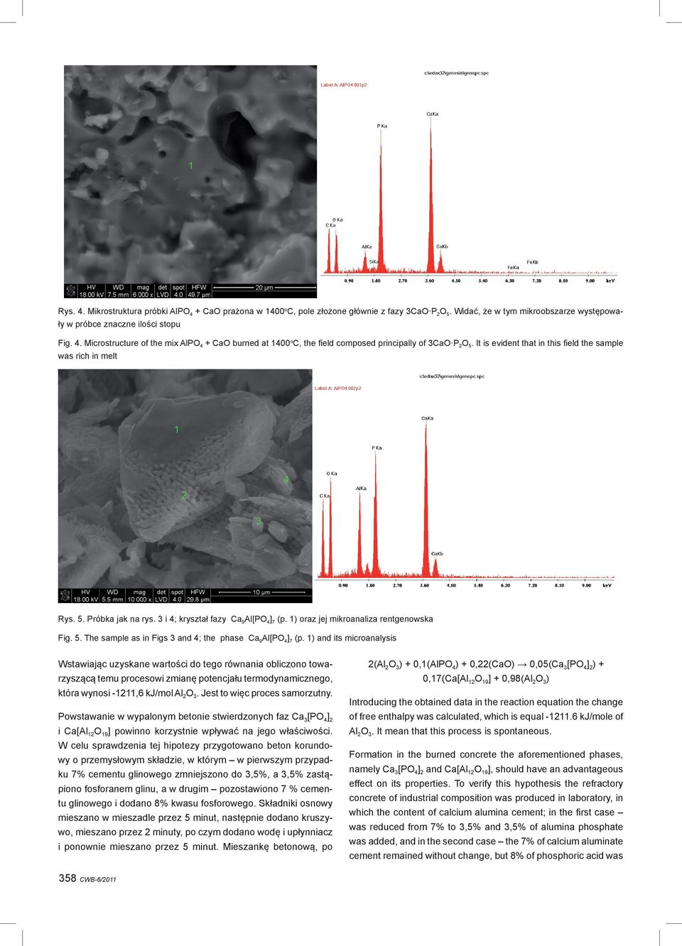 1) and its microanalysis Wstawiając uzyskane wartości do tego równania obliczono towarzyszącą temu procesowi zmianę potencjału termodynamicznego, która wynosi -1211,6 kj/mol Al 2 O 3.