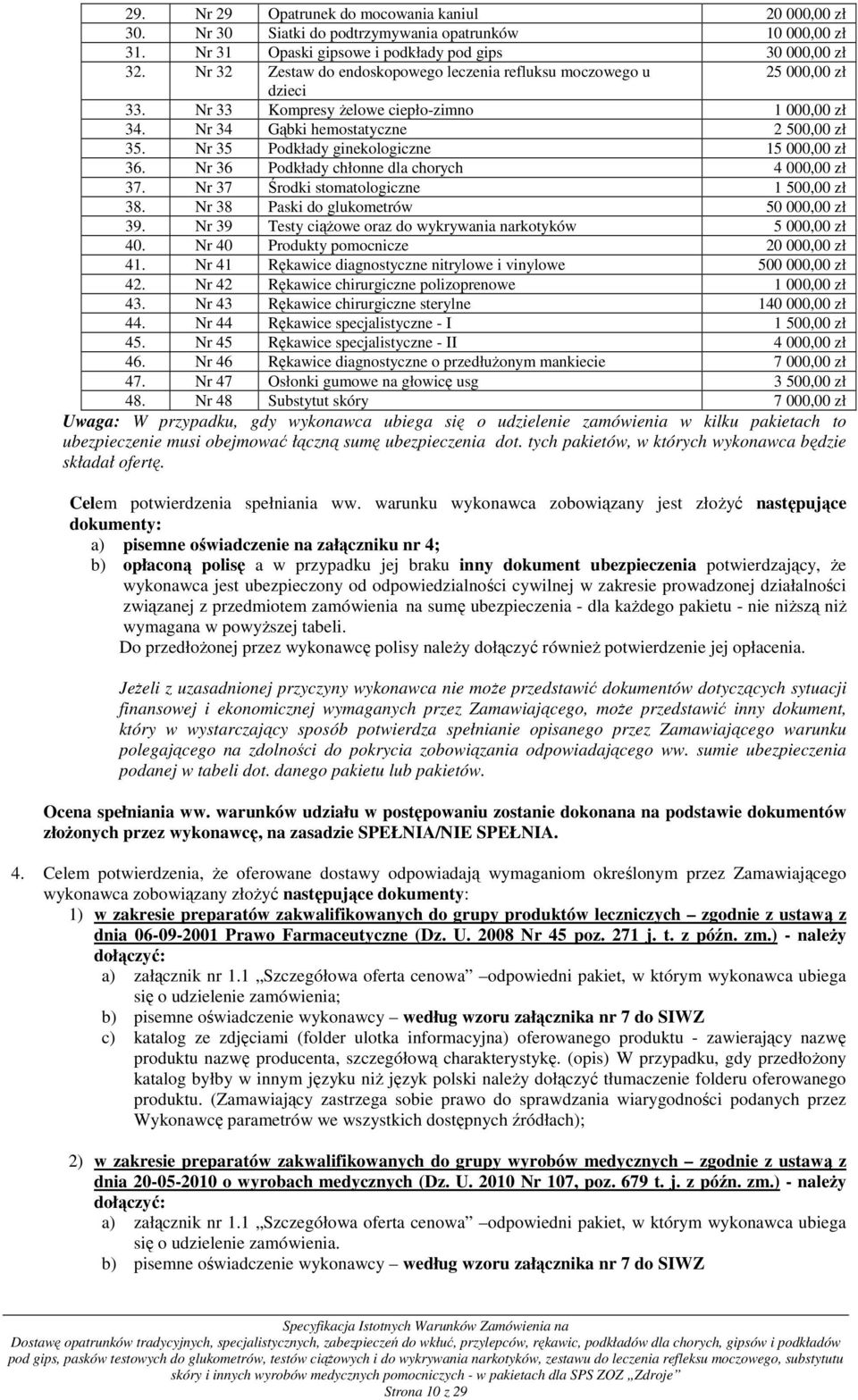 Nr 35 Podkłady ginekologiczne 15 000,00 zł 36. Nr 36 Podkłady chłonne dla chorych 4 000,00 zł 37. Nr 37 Środki stomatologiczne 1 500,00 zł 38. Nr 38 Paski do glukometrów 50 000,00 zł 39.