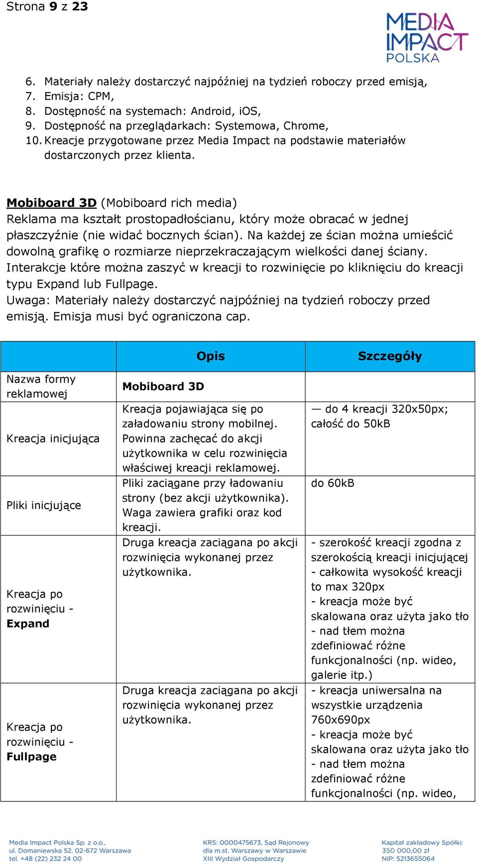 Mobiboard 3D (Mobiboard rich media) Reklama ma kształt prostopadłościanu, który może obracać w jednej płaszczyźnie (nie widać bocznych ścian).