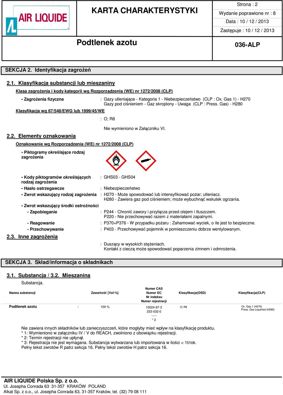 Gas 1) - H270 Gazy pod ciśnieniem - Gaz skroplony - Uwaga (CLP : Press.