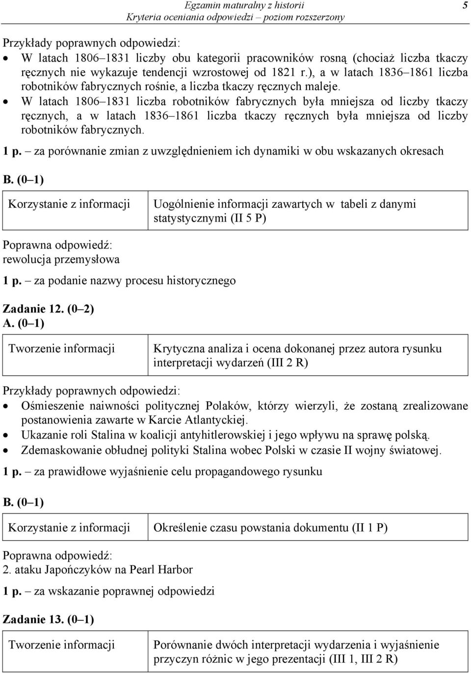 W latach 1806 1831 liczba robotników fabrycznych była mniejsza od liczby tkaczy ręcznych, a w latach 1836 1861 liczba tkaczy ręcznych była mniejsza od liczby robotników fabrycznych. 1 p.