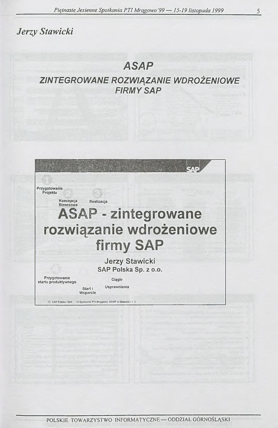 zintegrowane rozwiązanie wdrożeniowe firmy SAP Przygotowanie startu produktywnego Start i Wsparcie Jerzy