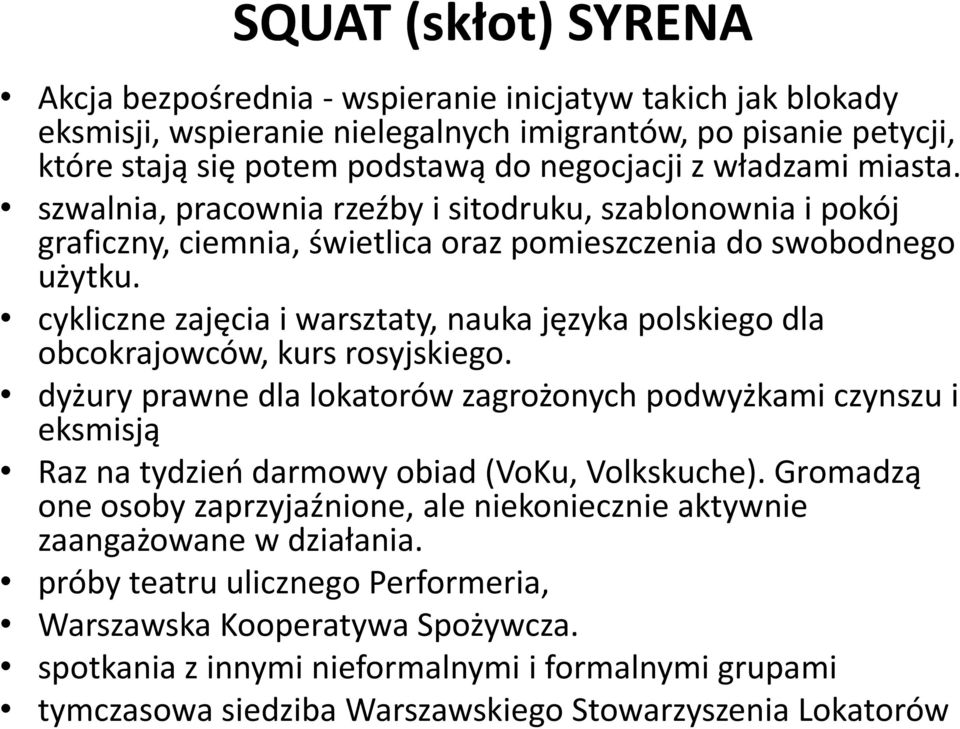 cykliczne zajęcia i warsztaty, nauka języka polskiego dla obcokrajowców, kurs rosyjskiego.