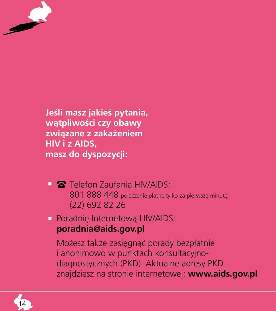 Internetow¹ HIV/AIDS: poradnia@aids.gov.