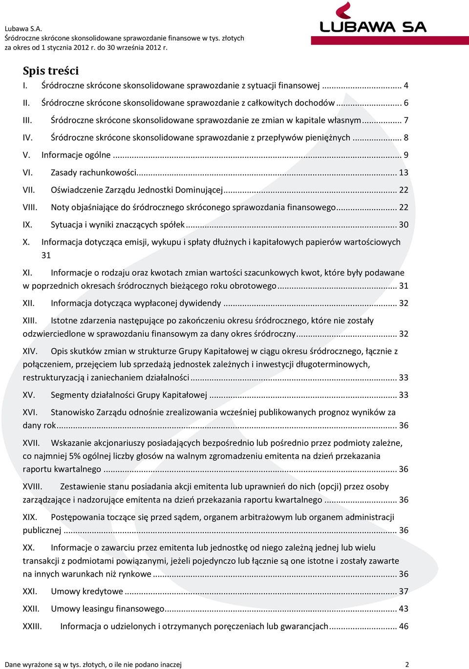 Śródroczne skrócone skonsolidowane sprawozdanie z przepływów pieniężnych... 8 V. Informacje ogólne... 9 VI. Zasady rachunkowości... 13 VII. Oświadczenie Zarządu Jednostki Dominującej... 22 VIII.