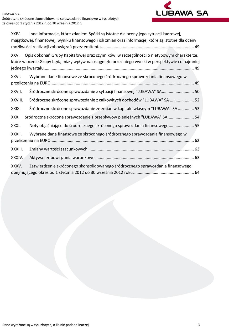 realizacji zobowiązań przez emitenta... 49 XXV.