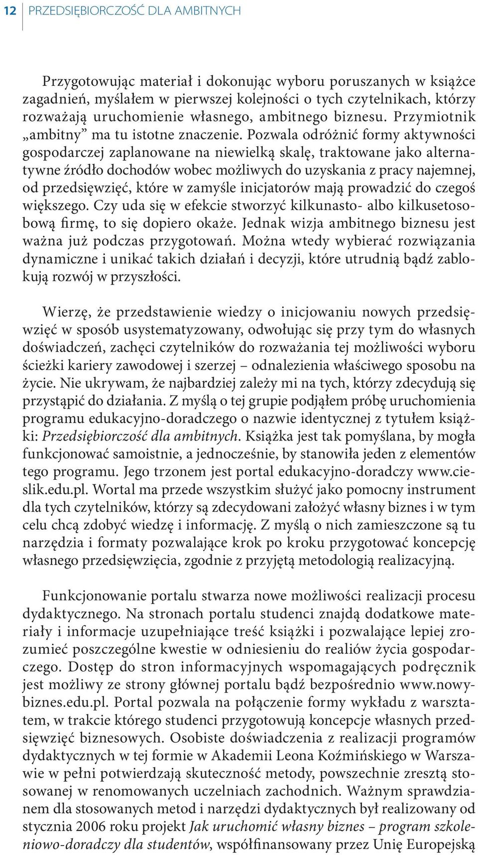 Pozwala odróżnić formy aktywności gospodarczej zaplanowane na niewielką skalę, traktowane jako alternatywne źródło dochodów wobec możliwych do uzyskania z pracy najemnej, od przedsięwzięć, które w