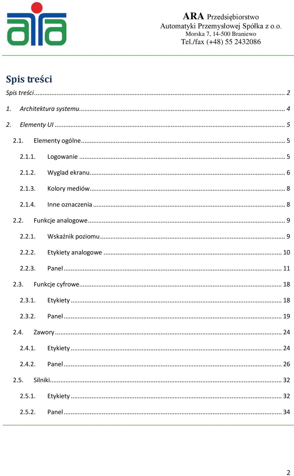 .. 10 2.2.3. Panel... 11 2.3. Funkcje cyfrowe... 18 2.3.1. Etykiety... 18 2.3.2. Panel... 19 2.4. Zawory... 24 2.4.1. Etykiety... 24 2.4.2. Panel... 26 2.