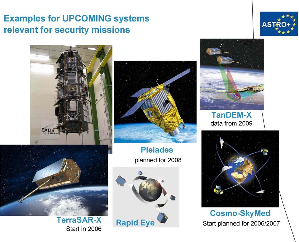 Pleiades planned for 2008 TerraSAR-X Start in