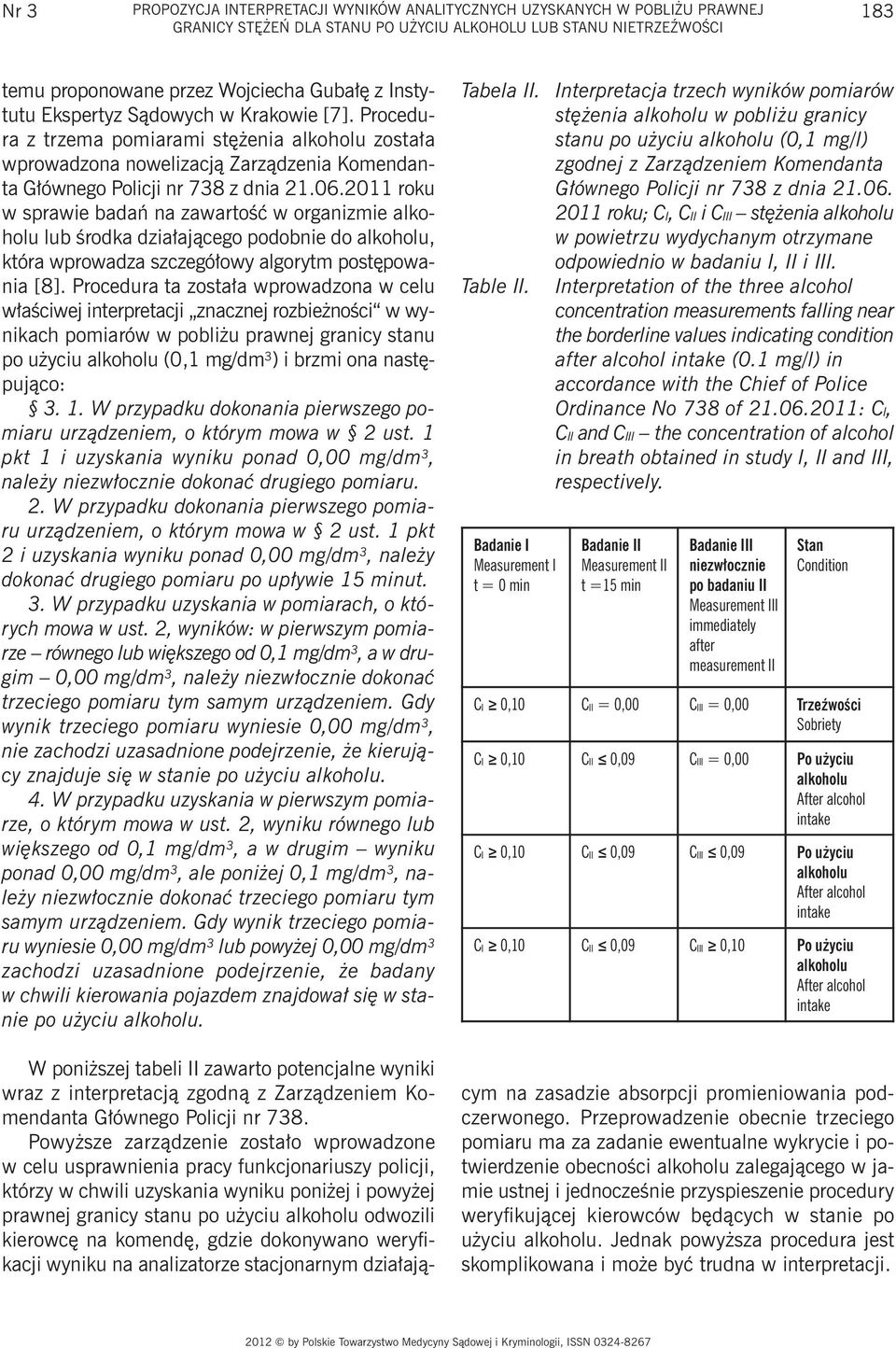 2011 roku w sprawie badań na zawartość w organizmie lub środka działającego podobnie do, która wprowadza szczegółowy algorytm postępowania [8].