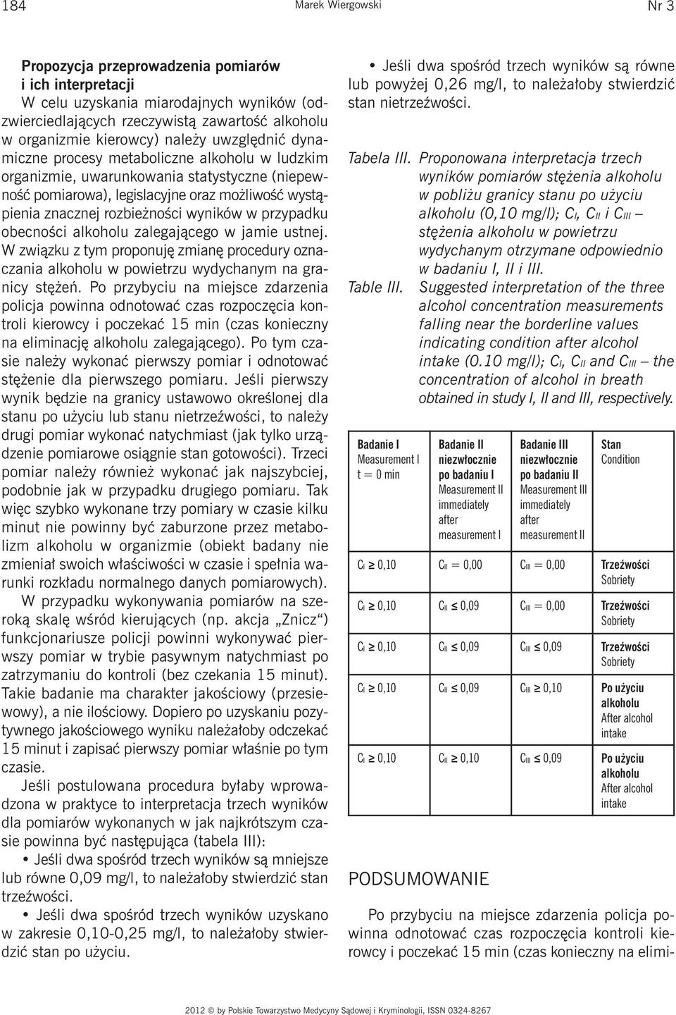 obecności zalegającego w jamie ustnej. W związku z tym proponuję zmianę procedury oznaczania w powietrzu wydychanym na granicy stężeń.