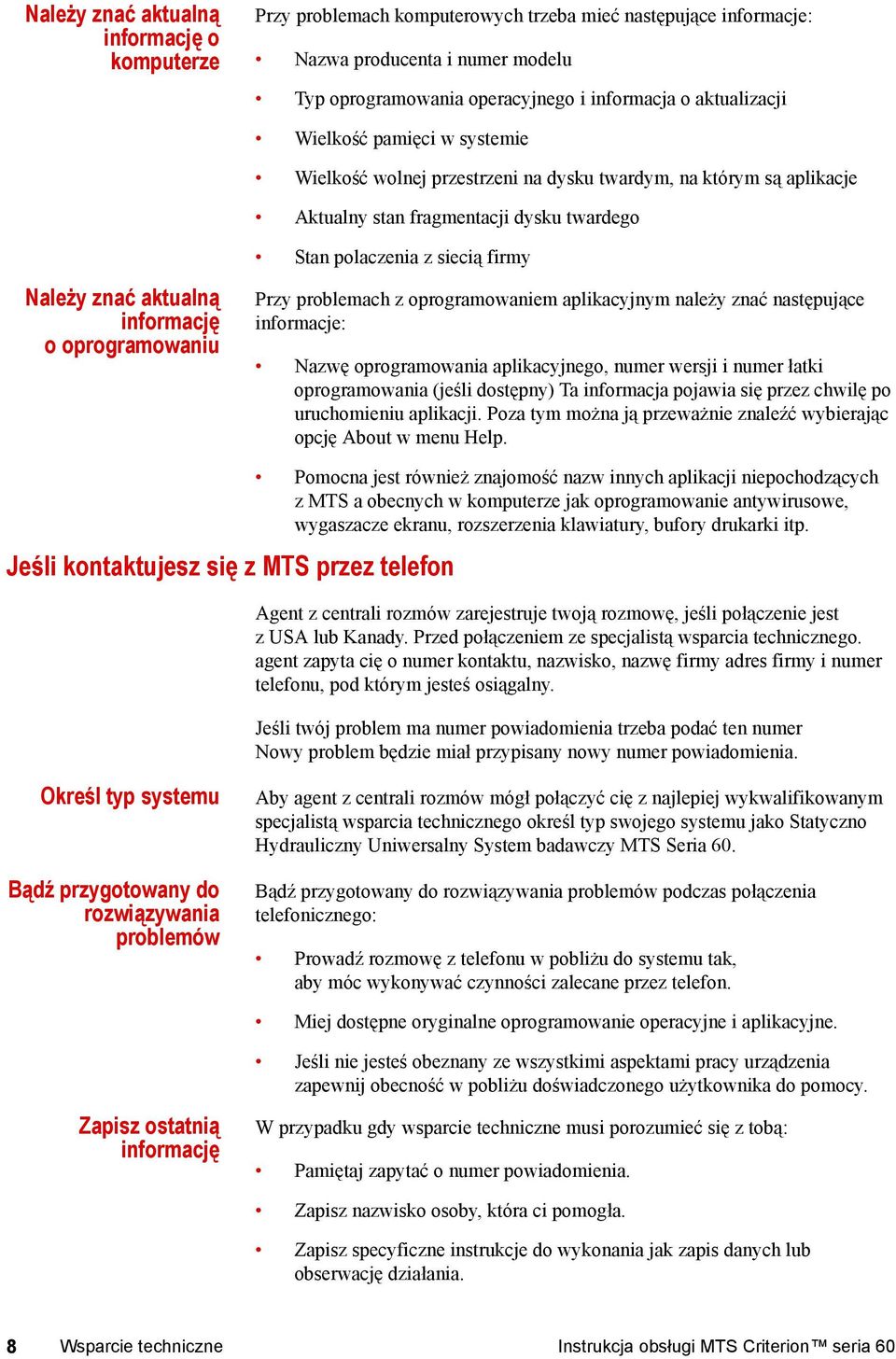 aktualną informację o oprogramowaniu Przy problemach z oprogramowaniem aplikacyjnym należy znać następujące informacje: Nazwę oprogramowania aplikacyjnego, numer wersji i numer łatki oprogramowania